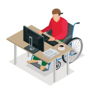 Paraplejico escribiendo en un ordenador